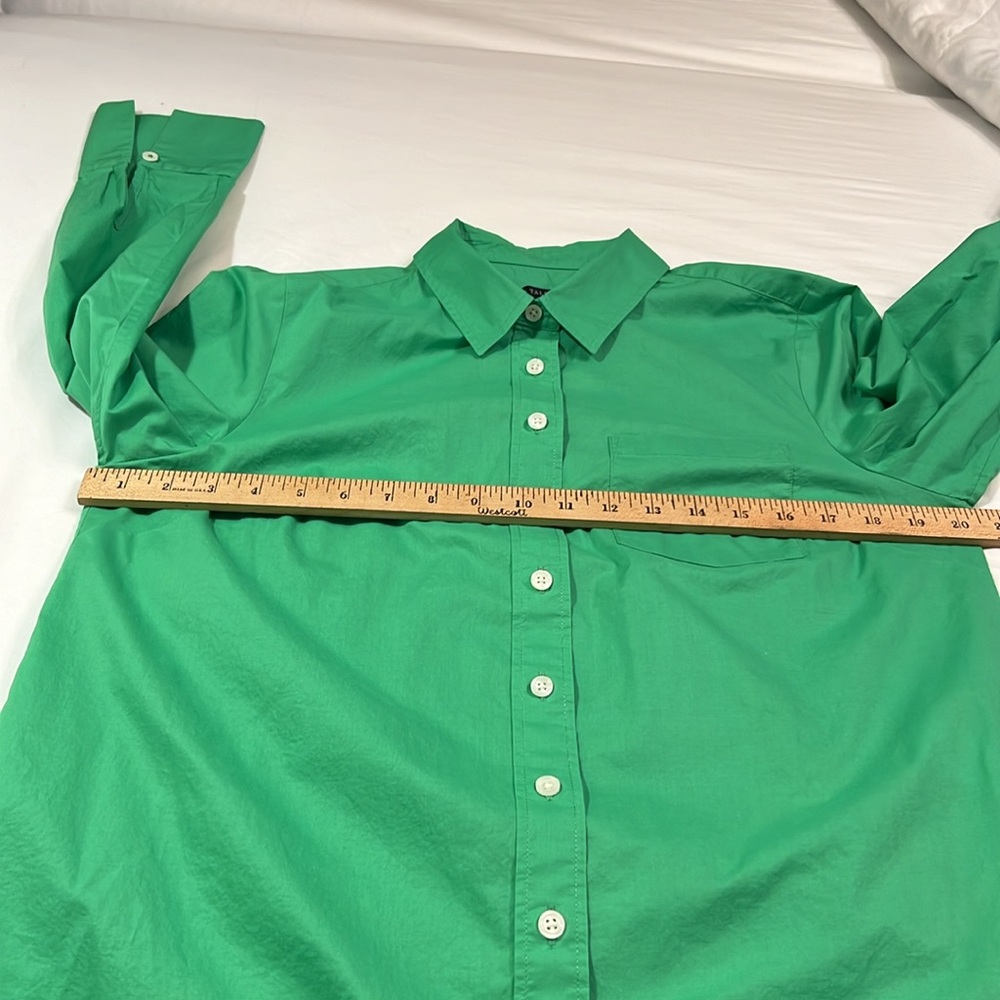 Talbots Size Mp Green Long Sleeve Button Up Top - image 8